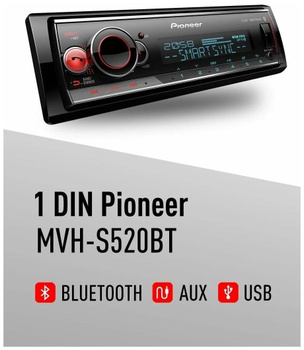 Pioneer MVH-S520BT, Autoradio 1 DIN Bluetooth 4X50W