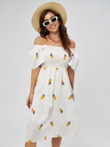 Pineapple Beach Dress White