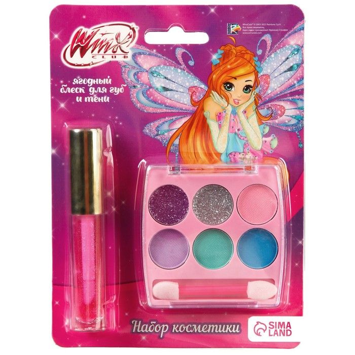 Набор косметики "WINX" Блум, блеск 8 мл, тени 6 цв, аромат клубники ...