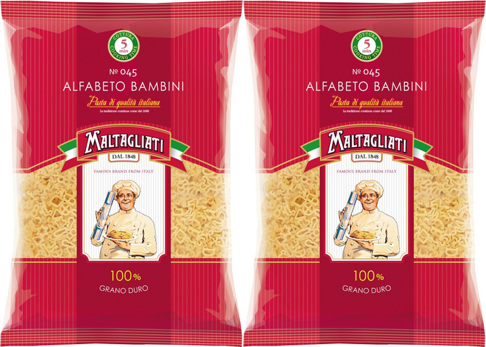 Макаронные изделия Maltagliati Алфавит No 045, комплект: 2 упаковки по ...