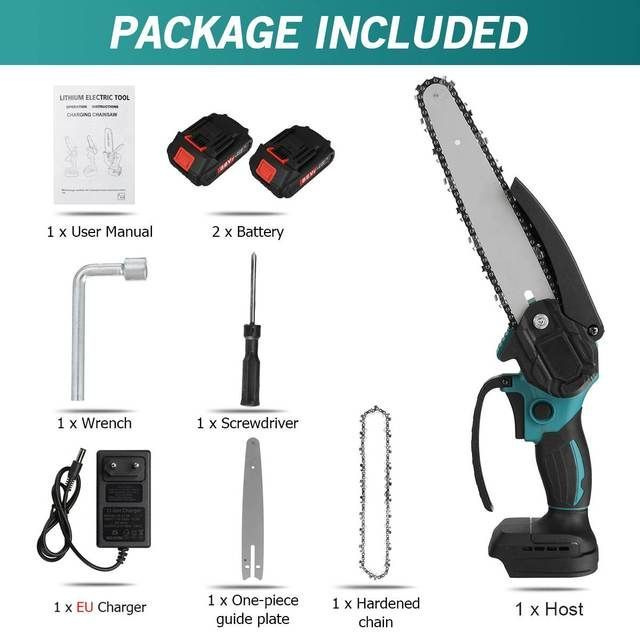 Цепная аккумуляторная мини Электропила 6 дюймовая 2 аккумуляторов ...