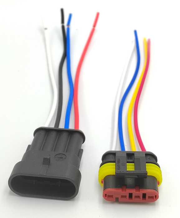 Разъем герметичный 4-х контактный с проводами (штекер+гнездо ...