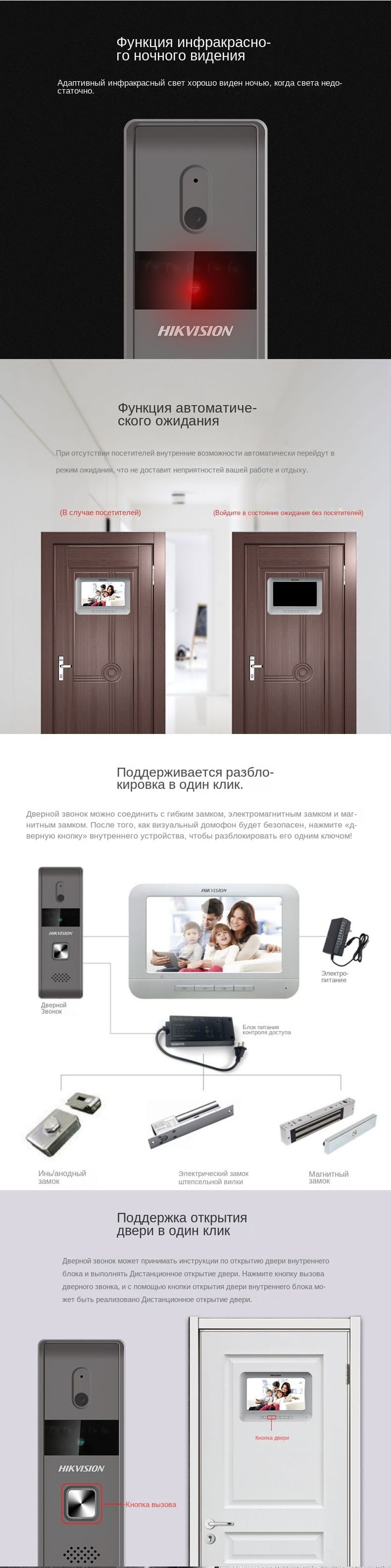 Hikvision DS-KIS203 Водонепроницаемый комплект визуального дверного ...