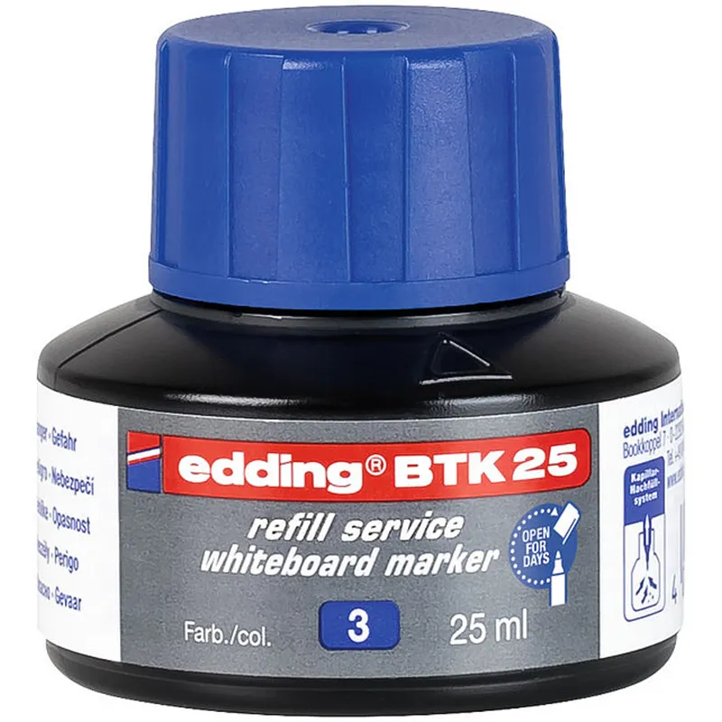 Чернила edding BTK25, для заправки, пигментные, капиллярная система, 25 мл Синий, 25 мл