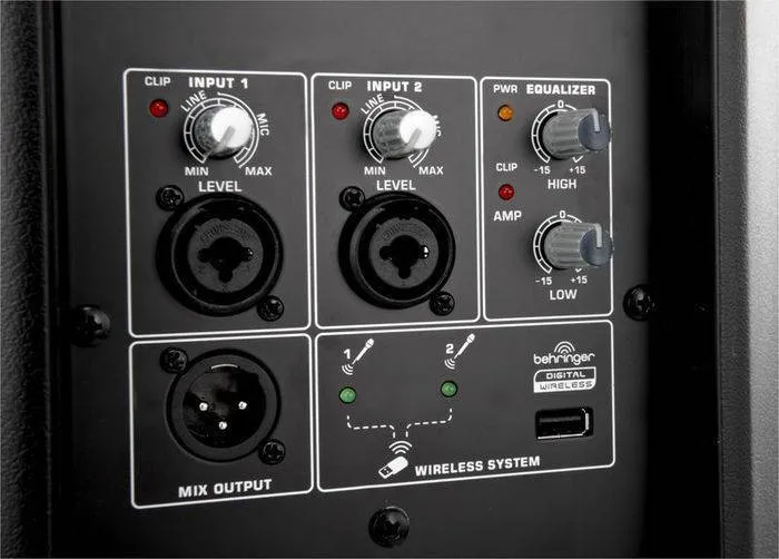 BEHRINGER B115D активная 2-х полосная акустическая система 1000 Вт, 2 порта для радиомикрофонов, 2-канальн. микшер, 1000 Вт, фото 6