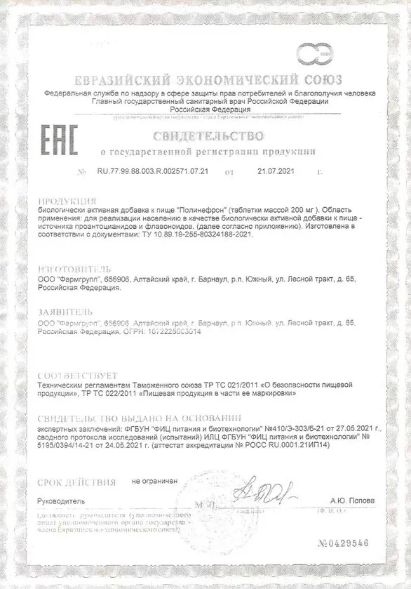 Полинефрон табл. 0,2 г № 90 для поддержки почек и мочевыводящих путей, 0,2 г, фото 5