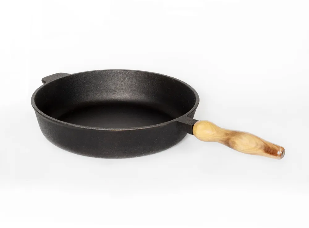 Сковорода чугунная 28 см, высота 6 см, со съемной ручкой #9