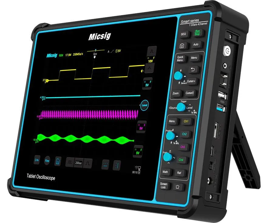 Осциллограф для автосервиса планшетный мотор-тестер цифровой Micsig SATO1004 (100 МГц, 4 канала, сенсорный экран, аккумулятор, wi-fi, hdmi, русский язык), вариант, фото 2