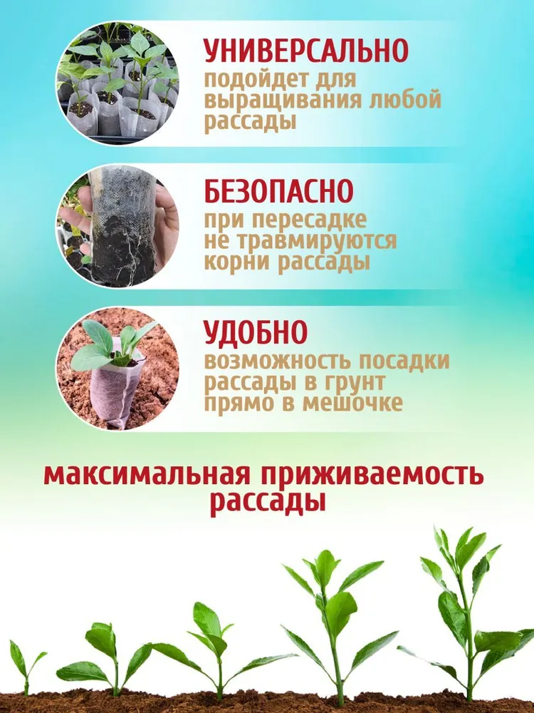 Мешки для рассады, пакеты для растений, кармашки, таблетки торфяные, вариант, фото 3