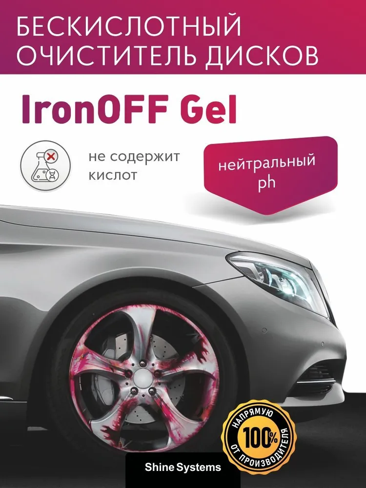 Очиститель дисков с индикатором Shine Systems IronOFF Gel, 750 мл SS753, 750 мл, фото 2