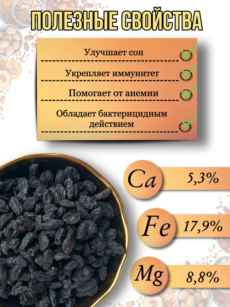 Изюм темный черный Терма, высший сорт (Узбекистан), 1кг, 1 кг, фото 2