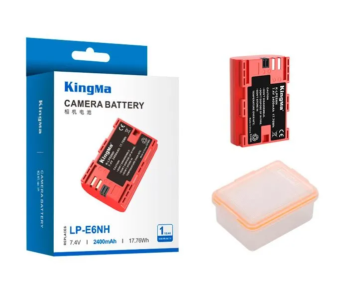 Аккумулятор для Canon EOS R7; R6; R5; 90D; 6D; 7D; 5D Mark IV / KingMa LP-E6NH (2600mAh) + защитный кейс, 2400 мАч, фото 2