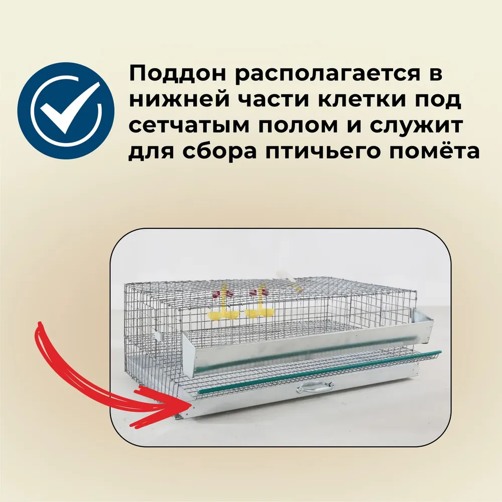 Поддон для клетки на 30 перепелов, 720х460х40 мм, 720x460x40 мм, фото 5