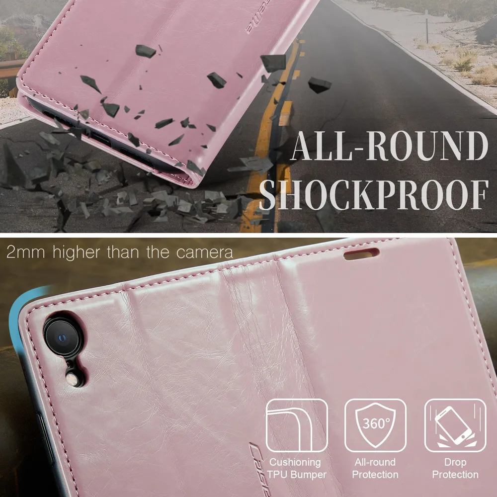 Caseme Кожаный книжка чехол для Apple iPhone XR / Айфон ХР с визитницей из экокожи, вариант, фото 4