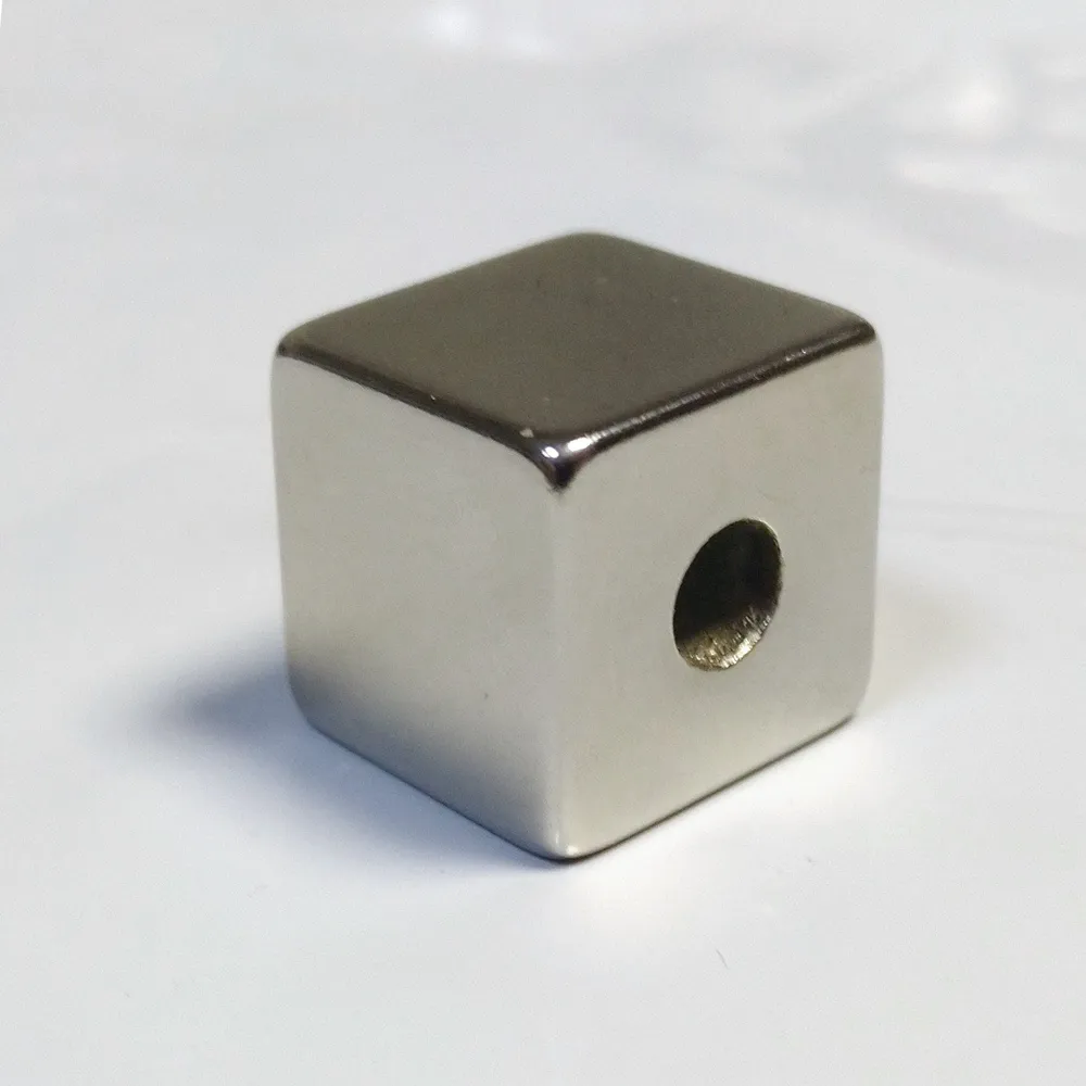 Магнит неодимовый, куб 15x15x15 с отверстием, 15x15x15
