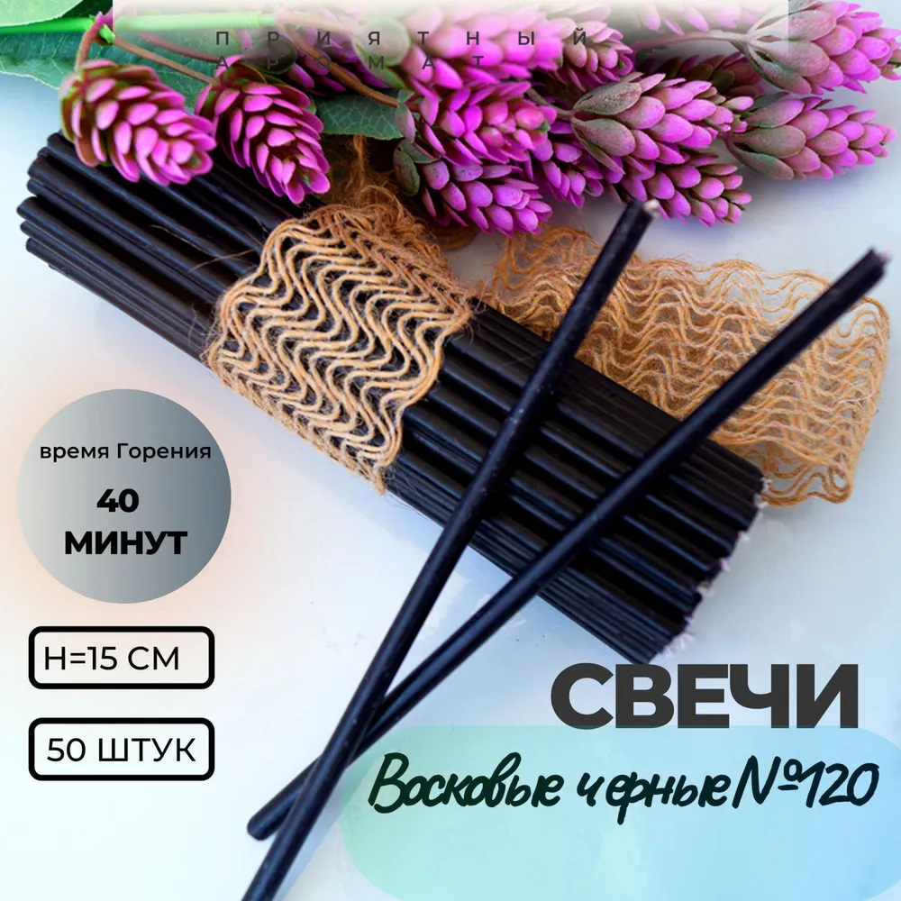 Магические свечи "Нижегородские свечи" ритуальные № 120 чёрные, черный