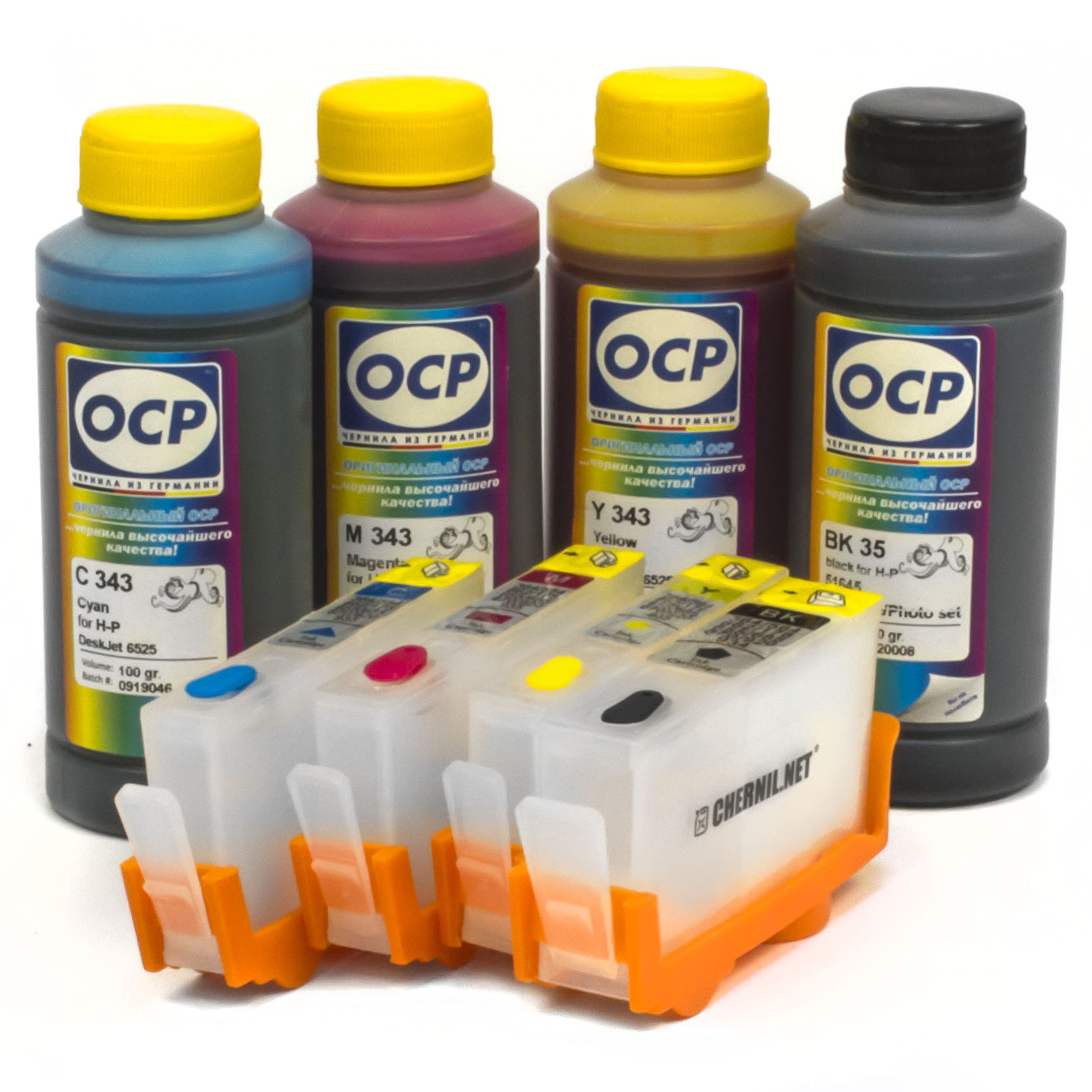 Расходник для печати OCP ПЗК-HP-655-и-OCP-SafeSet-100x4, Голубой (cyan ...