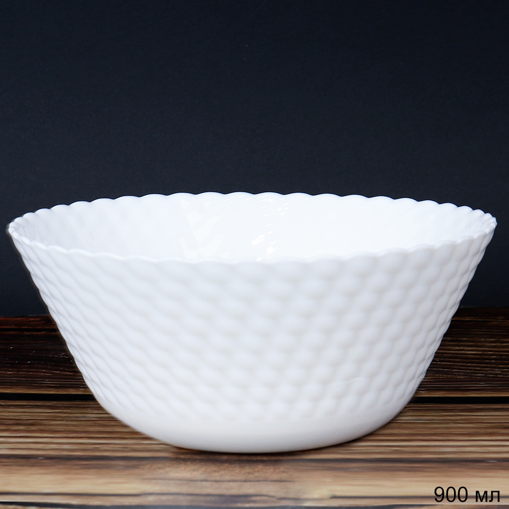 Салатник WHITE LILY фактурный, 900 мл, диаметр 16,5 см, стеклокерамика