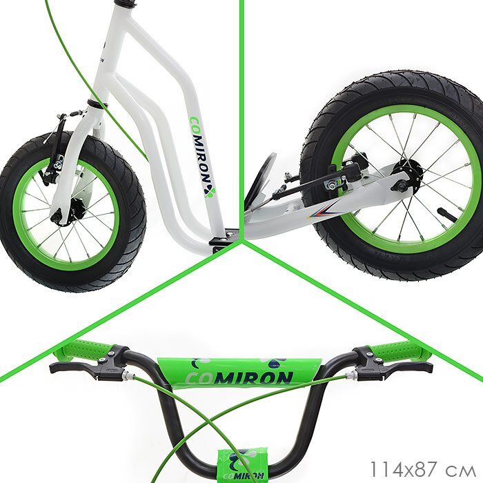Самокат внедорожный 12" COMIRON GRAVEL GTS01, белый, зеленый — фото 3