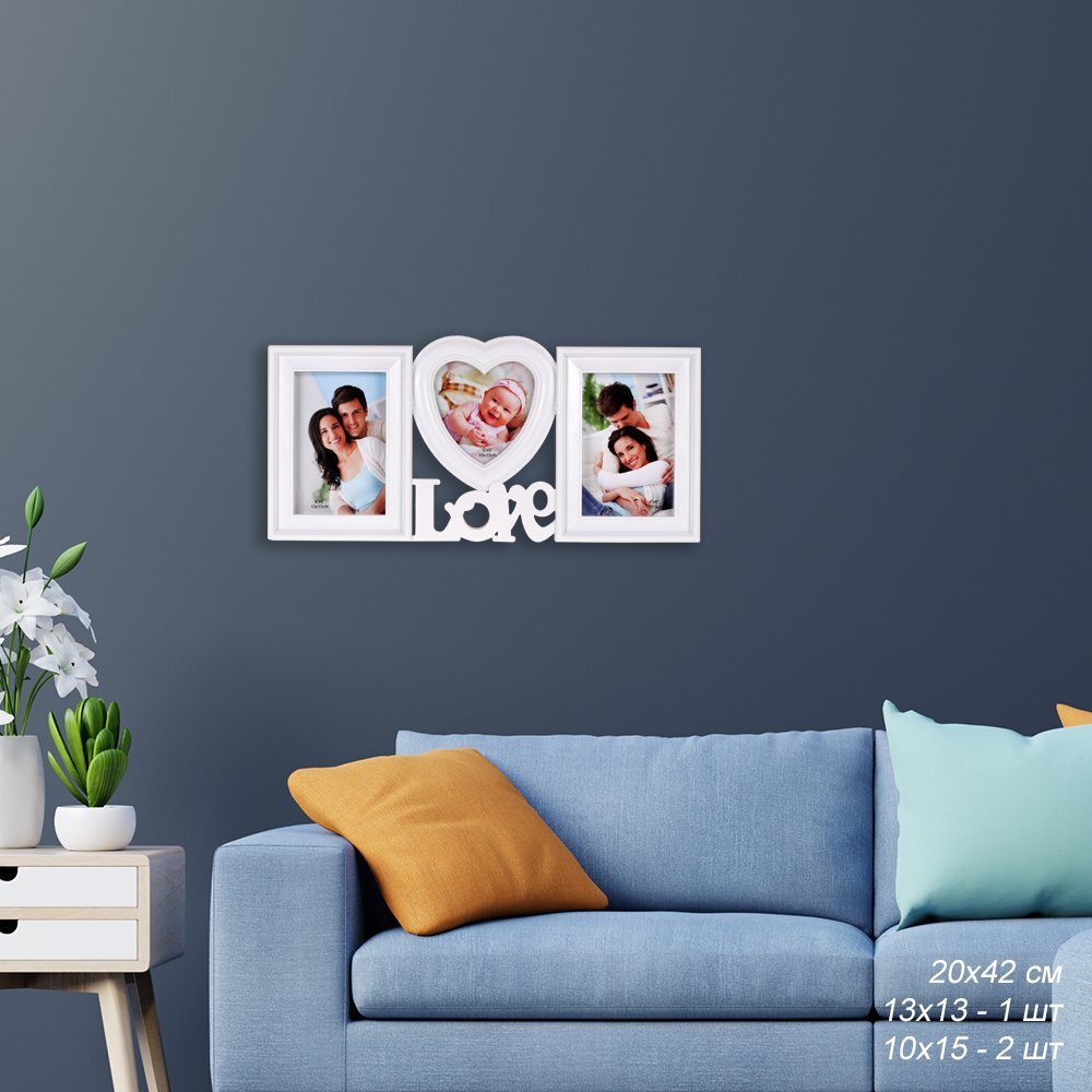 Фоторамка-коллаж Любовь на 3 фото, 20 х 42 см Фоторамка-коллаж Любовь на 3 фото, 20 х 42 см