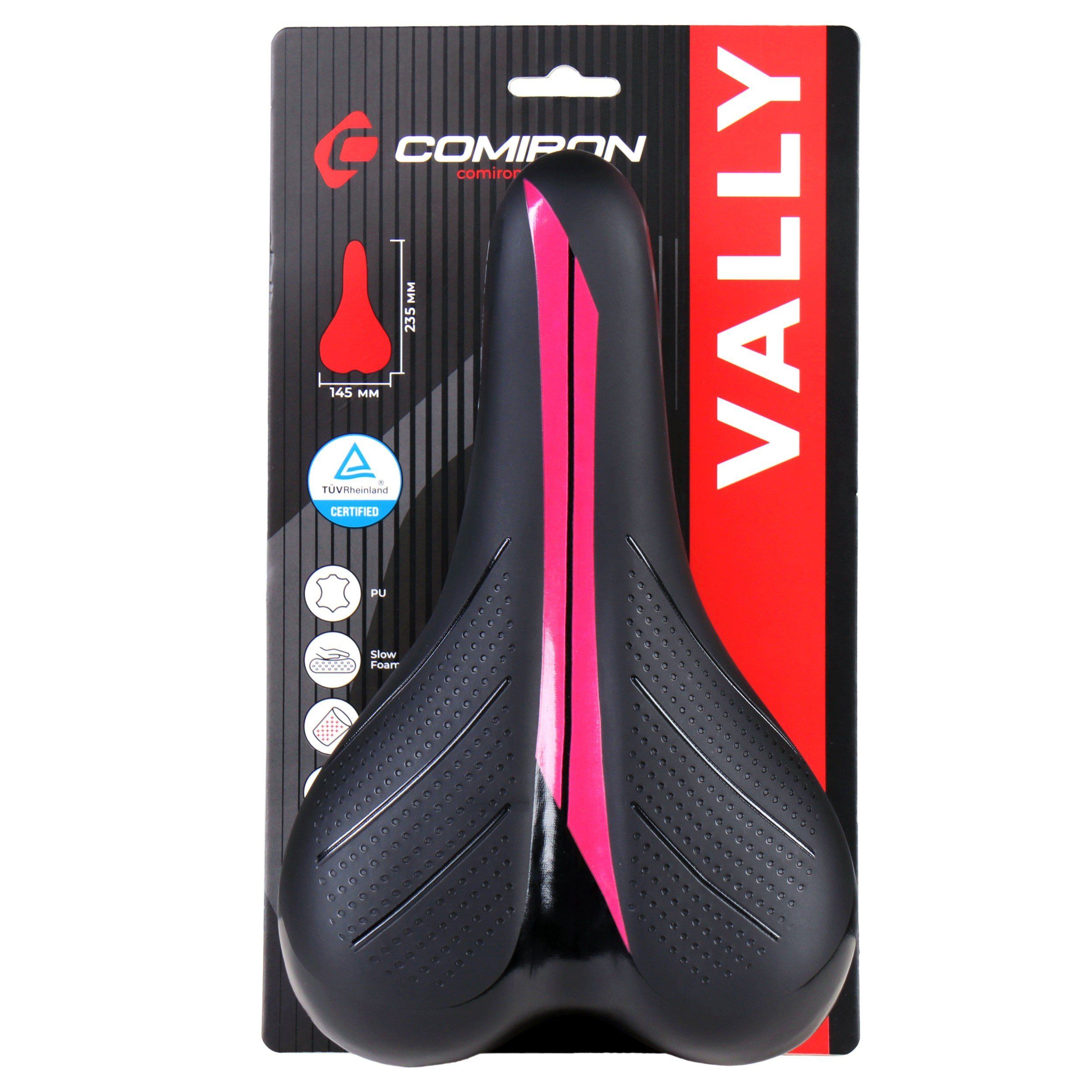 Седло велосипедное детское COMIRON VALLY N942P 235x145, полиуретан принтованный, чёрный, розовый Седло велосипедное детское COMIRON VALLY N942P 235x145, полиуретан принтованный, чёрный, розовый