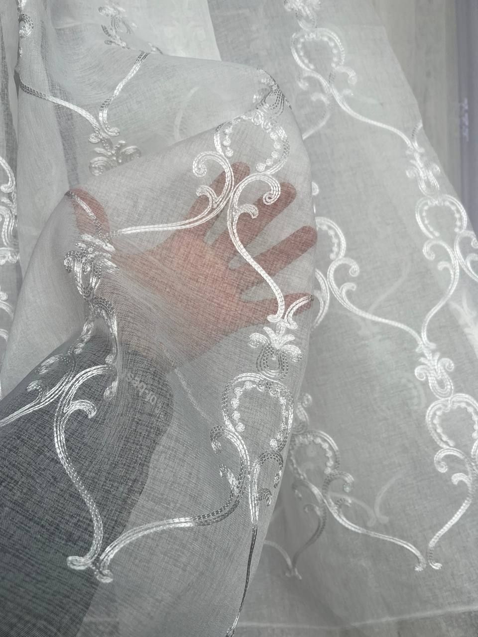 Тюль 03 лён с вышивкой готовый, Лен, Полиэстер, 250х600 см - купить в ...