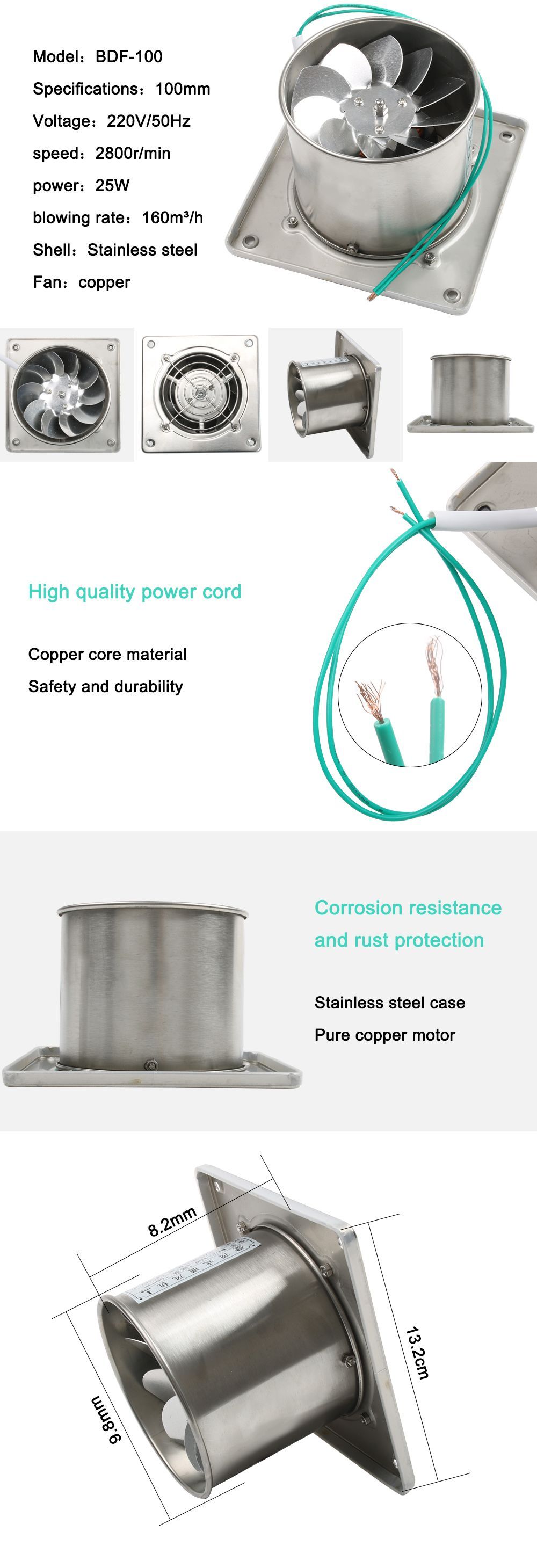 Трубопровод 4 дюйма вытяжной вентилятор из нержавеющей стали окно ...