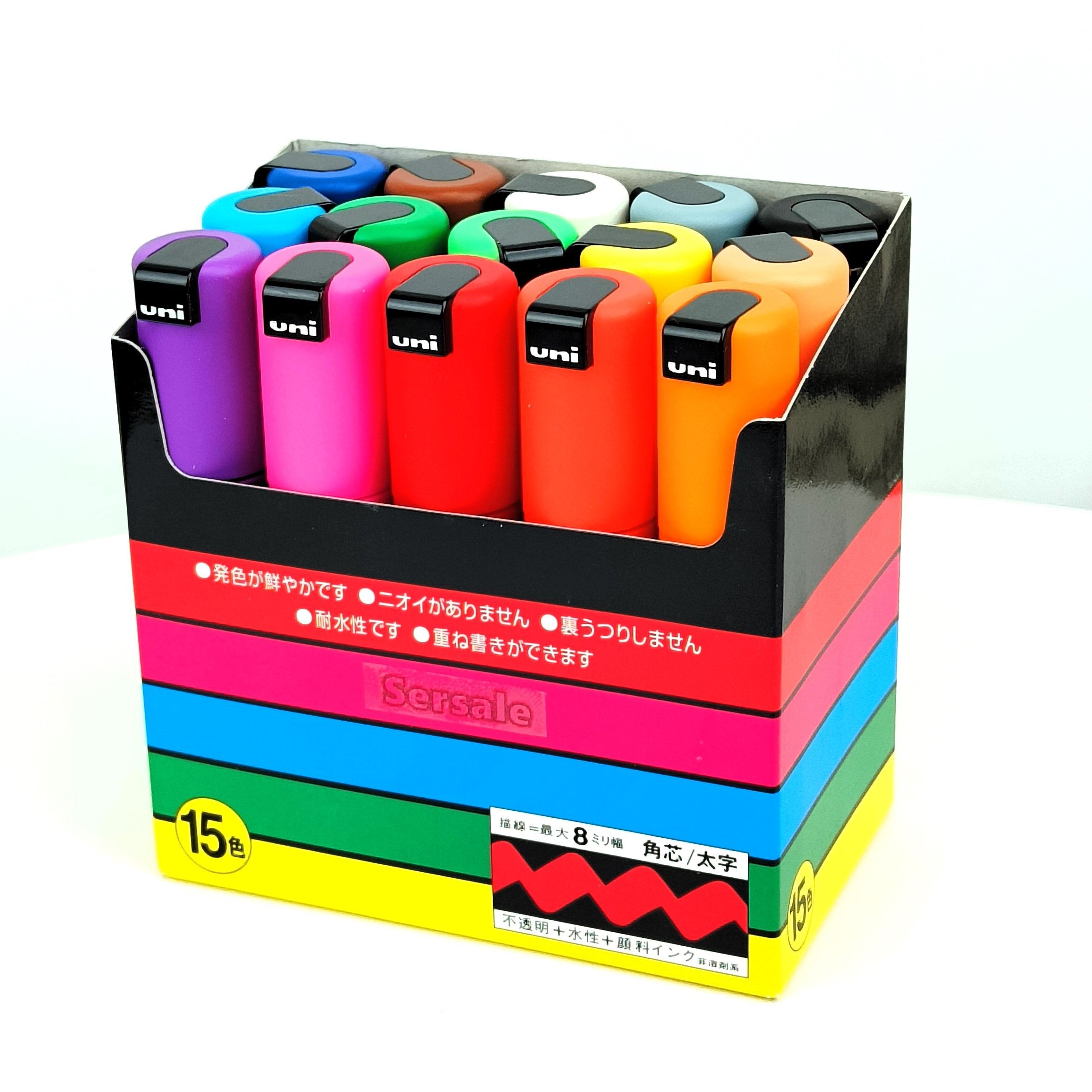 Маркеры Posca PC-8K набор из 15 стандартных цветов толщина 8мм
