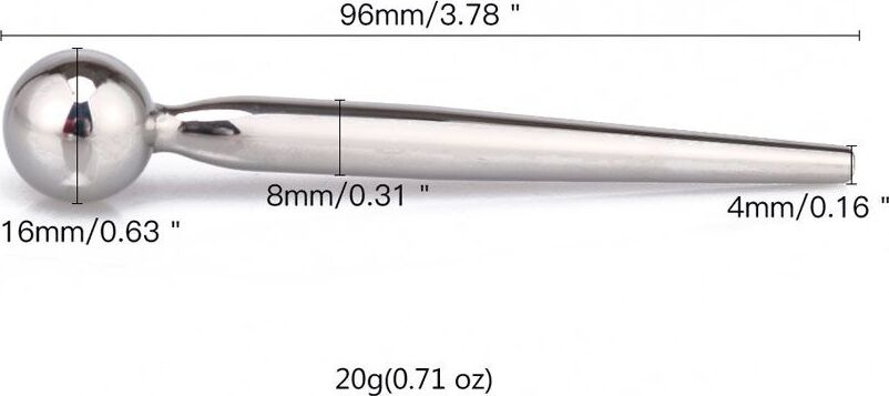 Гладкий металлический уретральный плаг с шариком - 9,6 см.  #1