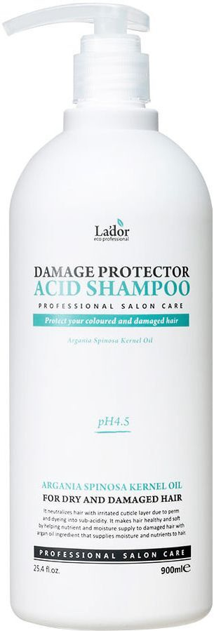 Lador Бесщелочной шампунь для волос с аргановым маслом Damaged Protector Acid Shampoo, 900 мл  #1