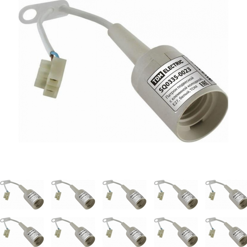 Патрон TDM Electric E27 термостойкий пластик подвесной с клеммной ...