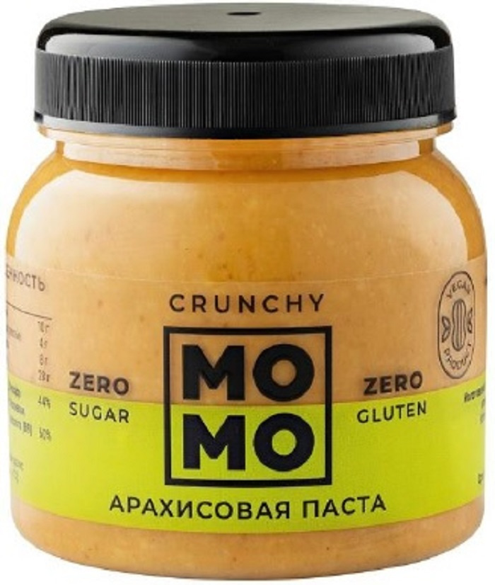 Паста арахисовая с кусочками арахиса без сахара CRUNCHY МОМО 250 г ...