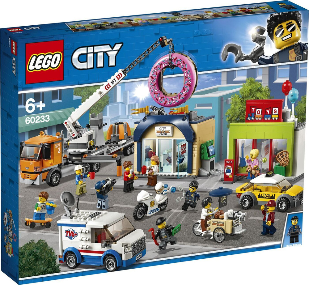 Конструктор LEGO City Town Открытие магазина по продаже пончиков, 790  деталей, 6+, 60233