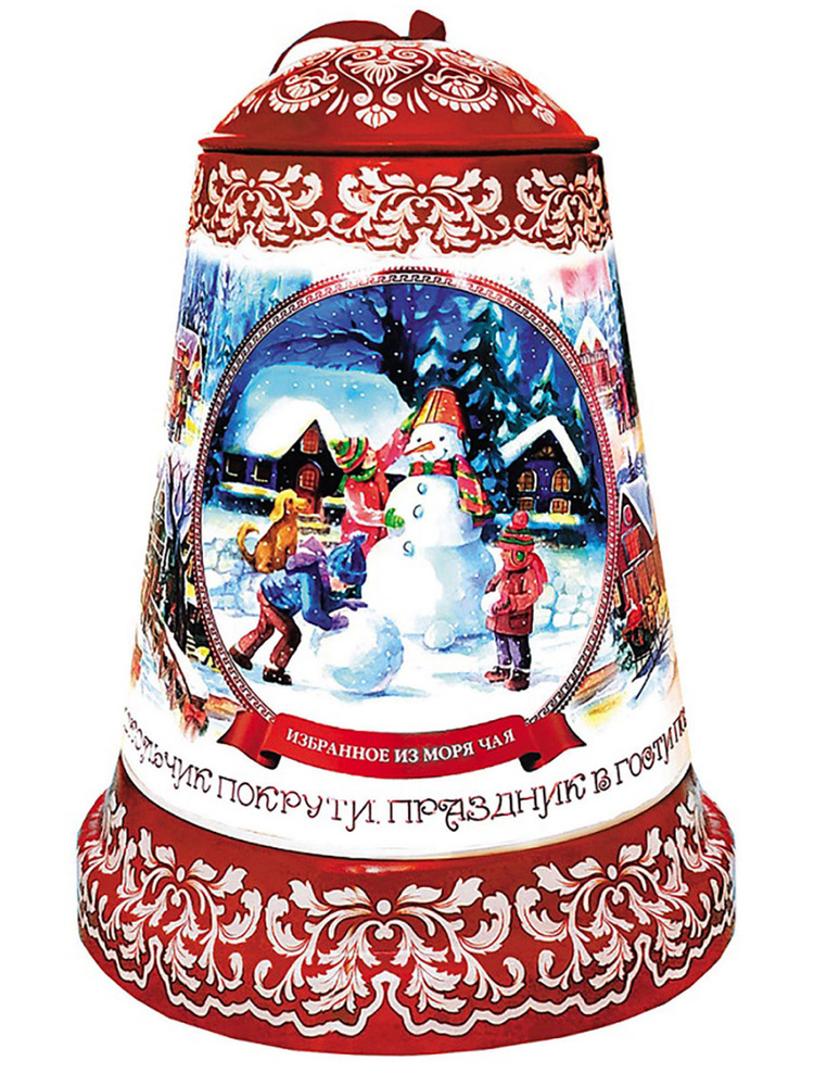 Чай черный листовой в жестяном музыкальном колокольчике "Снеговик ...