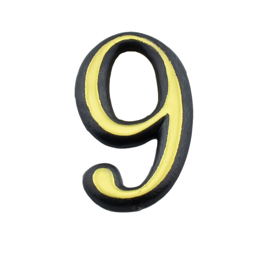 Номер дверной "9" пластик, клеевая основа PB (золото) MARLOK #1