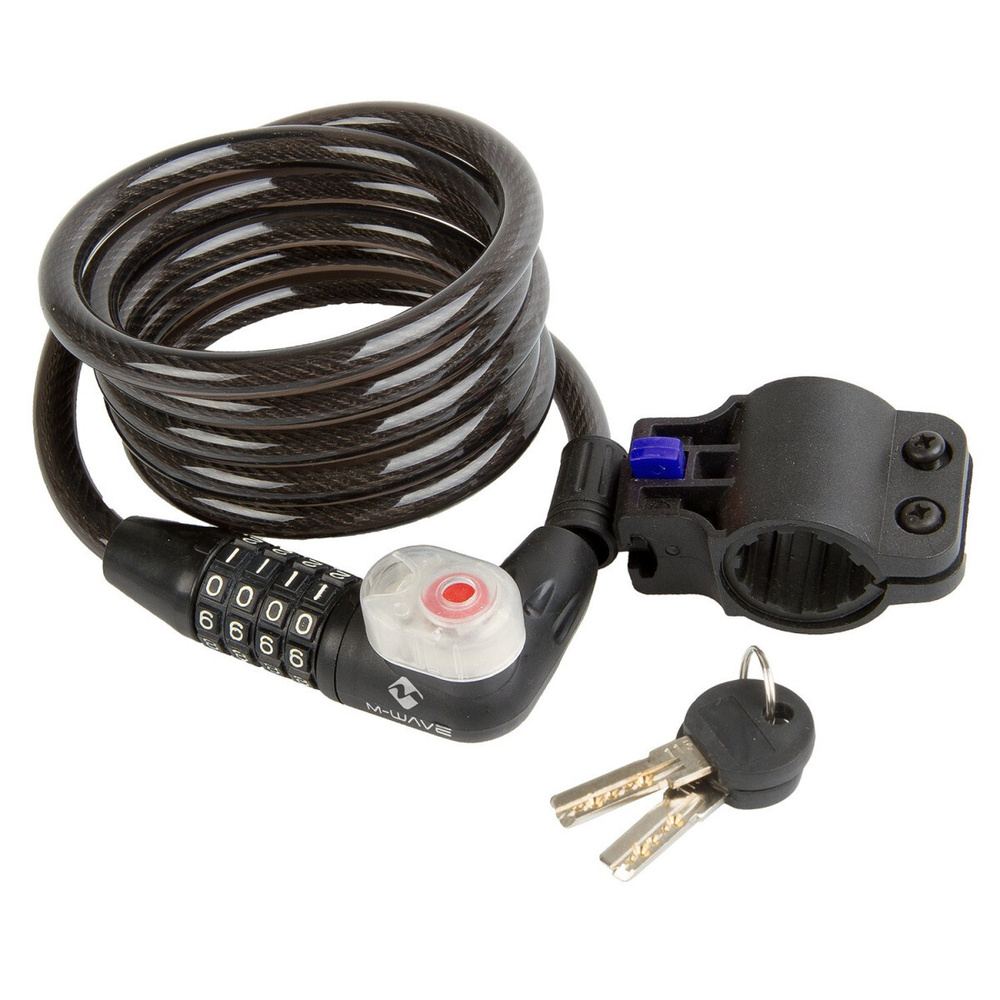 Замок велосипедный M-WAVE DS 10.18 L тросовый, 10х1800мм, со светодиодом #1