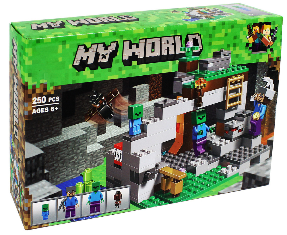 Конструктор Майнкрафт MyWorld Пещера Зомби 250 деталей / конструктор ...