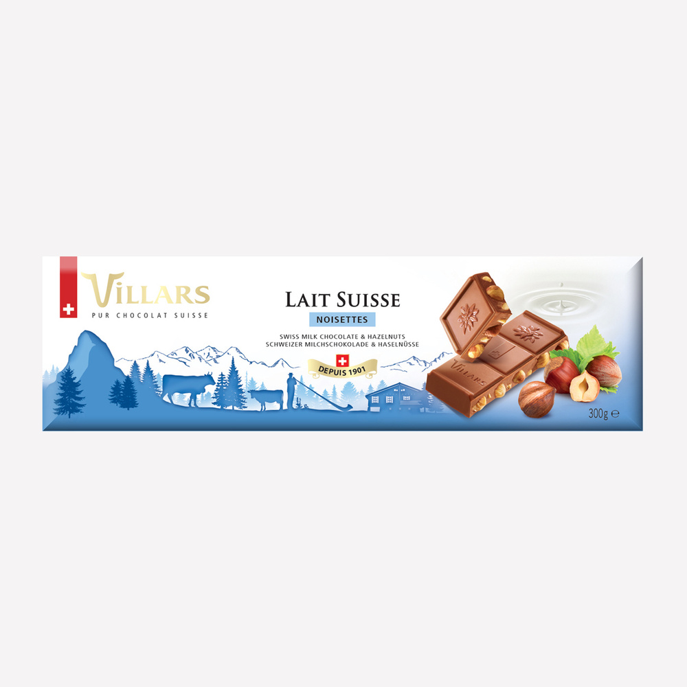 Шоколад молочный Villars с ФУНДУКОМ 300г (Швейцария) #1