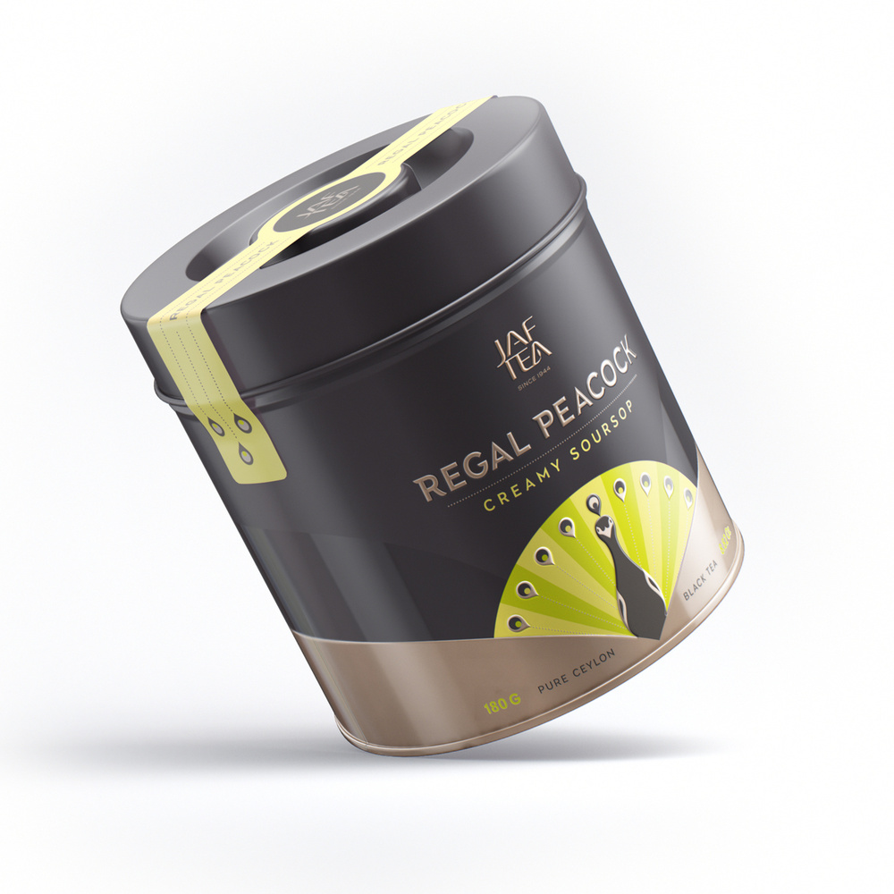 Чай цейлонский JAF TEA "Regal Peacock Creamy Soursop" чёрный с ароматом соусап, 180 г., ж/б  #1