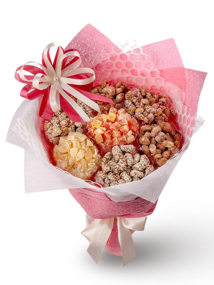 Букет из сладостей и цукатов "Хорошего настроения" (розовый), 490 гр  #1
