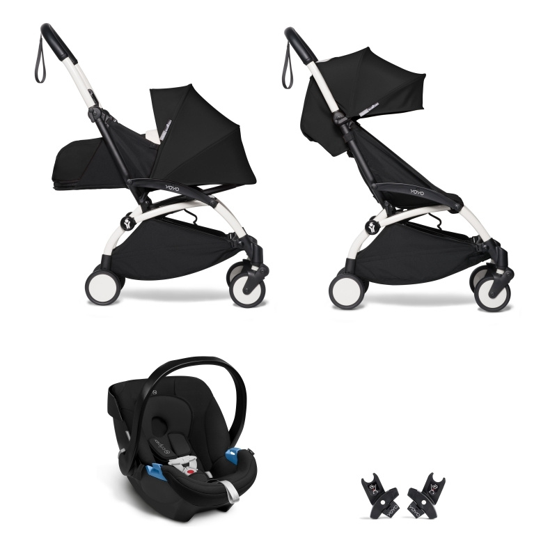 YOYO2 BABYZEN Коляска 3 в 1 с люлькой Newborn Pack, Black, Белая рама #1