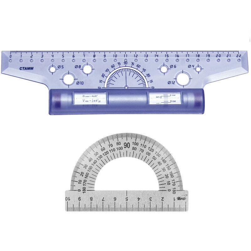 Транспортир металлический 10 см/Россия