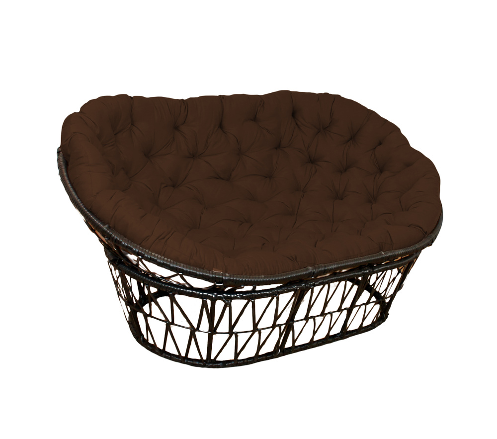 Садовый диван Валенсия, KALYMERA, плетеный ротанг, мягкое сиденье, двухместный, коричневый  #1