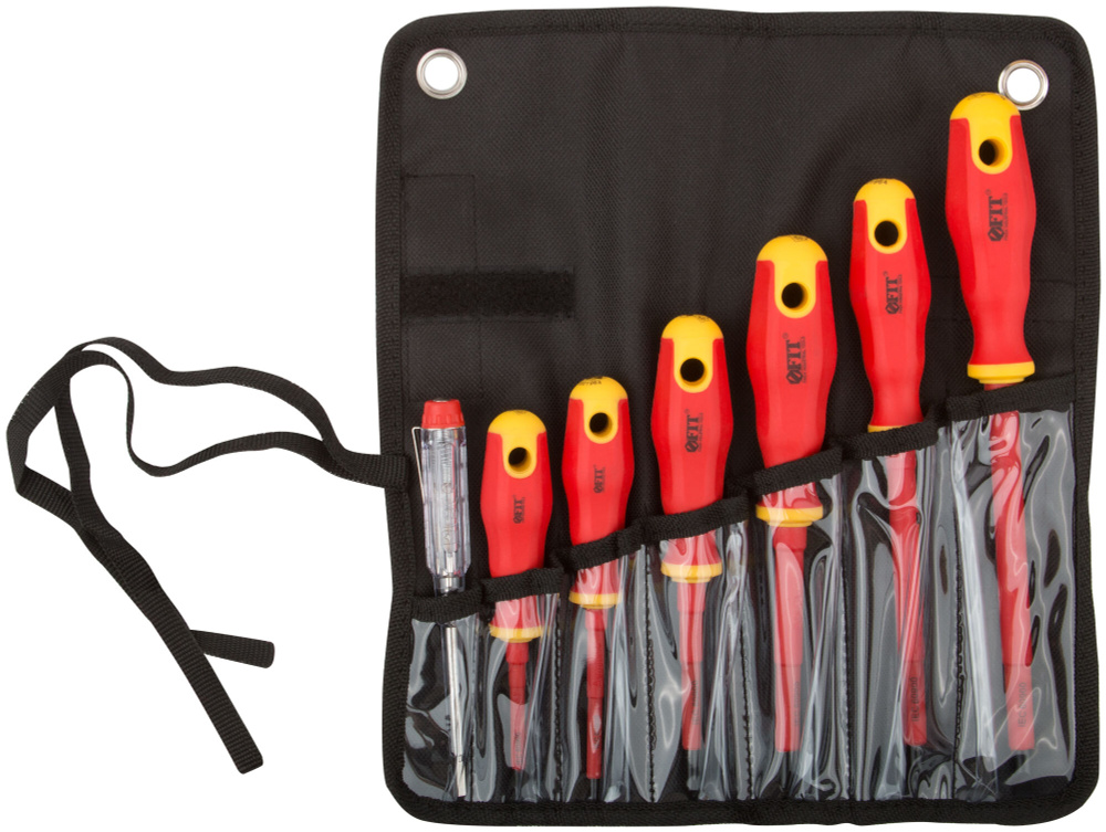 Отвертки изолированные 1000 В, CrV сталь, прорезин. ручки, в нейлоновом ...