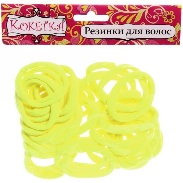 Резинки для волос 30шт "Яркий Бум", цвет неоновый желтый, d-4см ...
