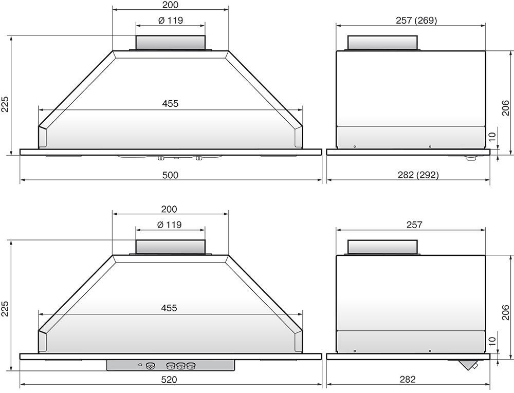 Вытяжка Elikor встраиваемая Врезной блок 52Н-400-П3Д нержавеющая сталь управлени