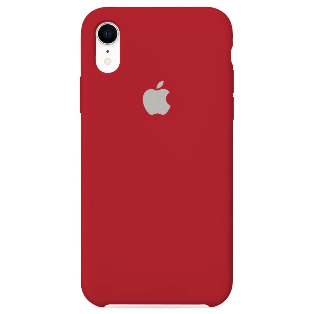 Силиконовый чехол для смартфона Silicone Case на iPhone Xr / Айфон Xr с логотипом, темно-красный  #1