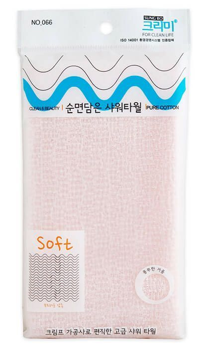 Мочалка из гофрированного волокна SungBo Cleamy Clean & Beauty Pure Cotton Shower Towel #1
