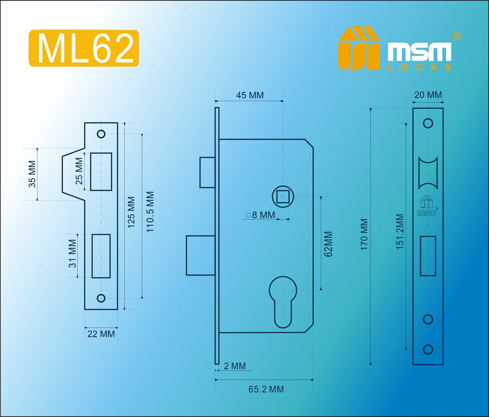 Врезной замок msm ml62