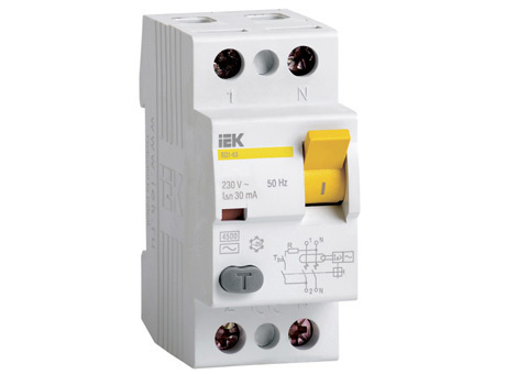 Дифференциальный выключатель нагрузки УЗО ВД1-63 2 полюса, 25А, Тип AC, 30мА. MDV10-2-025-030 IEK  #1